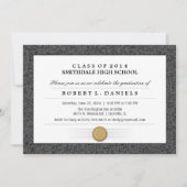 Abschluss zum Schwarzen & Grauen Grenzdiplom Einla Einladung (Vorderseite)