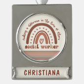 Abschluss zur Bewertung der personalisierten Sozia Banner-Ornament Silber (Vorderseite)