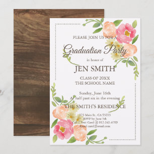 Abschluss zur Einladung von Watercolor Floral Wood