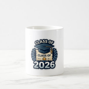 Abschlussabzeichen der Klasse 2026 - Moderne Pixel Kaffeetasse