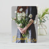 Abschlussankündigung 2026 Schöne Blume Einladung (Stehend Vorderseite)