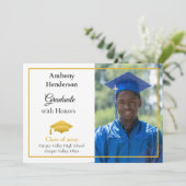 Abschlussankündigung mit Auszeichnung Goldmütze un Ankündigung (Stehend Vorderseite)