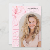 Abschlussankündigung mit rosa Schleife Ankündigung (Vorderseite)