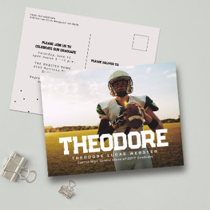 Abschlussanzeige ein Foto Athlet Postkarte