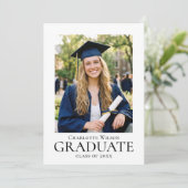 Abschlussanzeigekarte Foto Formal Einfach Ankündigung (Stehend Vorderseite)