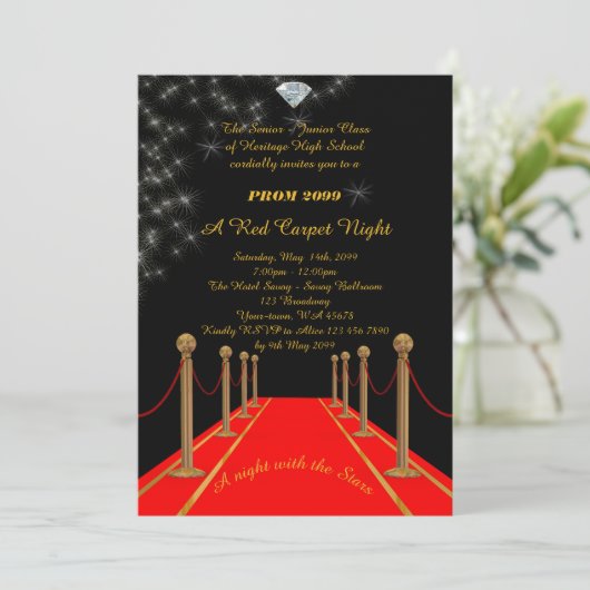 Abschlussball Älter-Junior, Gatsby Art, roter Einladung (Stehend Vorderseite)