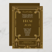 Abschlussball Älter-Junior, großes Gatsby, Gold, Einladung (Vorne/Hinten)