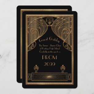 Abschlussball Älter-Junior, großes Gatsby, Gold, Einladung