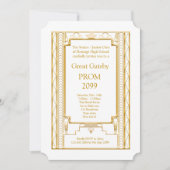 Abschlussball Älter-Junior, großes Gatsby, Gold, Einladung (Vorderseite)