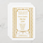 Abschlussball Älter-Junior, großes Gatsby, Gold, Einladung (Vorne/Hinten)