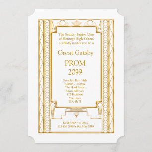 Abschlussball Älter-Junior, großes Gatsby, Gold, Einladung