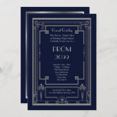 Abschlussball Älter-Junior, großes Gatsby, Silber, Einladung (Vorne/Hinten)