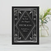 Abschlussball Älter-Junior, schwarz, silbern, Einladung (Stehend Vorderseite)