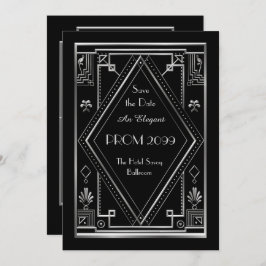 Abschlussball Älter-Junior, schwarz, silbern, Einladung