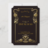 Abschlussball Älter-Junior, schwarzes Gold Einladung (Vorderseite)