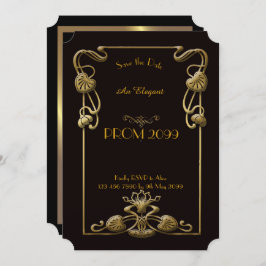 Abschlussball Älter-Junior, schwarzes Gold Einladung