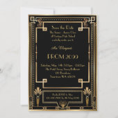 Abschlussball Älter-Junior, schwarzes Gold Einladung (Vorderseite)