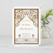 Abschlussball Älter-Junior, weiß, Gold Einladung (Stehend Vorderseite)