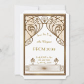 Abschlussball Älter-Junior, weiß, Gold Einladung (Vorderseite)