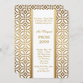 Abschlussball Älter-Junior, weißes Gold Einladung