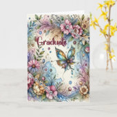 Abschlussblumen der achten Klasse & Schmetterling Karte (Gelbe Blume)