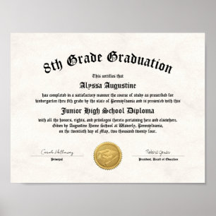 Abschlussdiplom für die 5. und 8. Klasse Homeschoo Poster