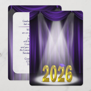Abschlusseinladung 2026 in Lila und Gold Einladung