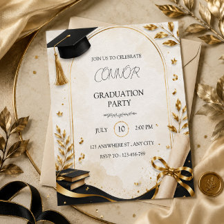 Abschlusseinladung Elegant Gold Party Karte