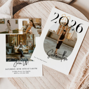 Abschlussfeier 2026 Goldene Coquette-Schleife Foto Einladung