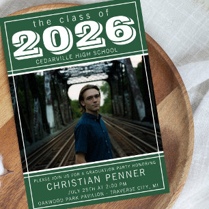 Abschlussfeier 2026 Open House Foto Grün Einladung