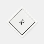 Abschlussfeier 2026 Schwarz Weiß Monogramm Initial Serviette (Ecke)