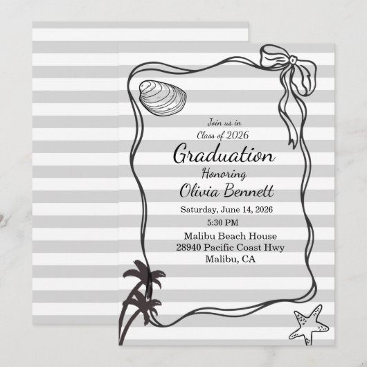 Abschlussfeier am Meer  Einladung (Vorne/Hinten)