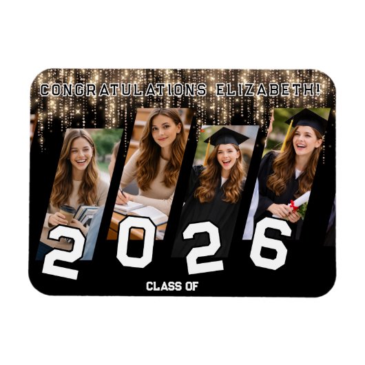 Abschlussfeier Anpassung mit Fotocollage Magnet (Horizontal)