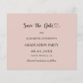 Abschlussfeier blassrosa neutrales Save the Date Flyer (Hinten)