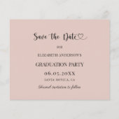 Abschlussfeier blassrosa Save the Date Karte (Rückseite)