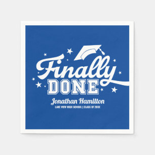Abschlussfeier Blau Endlich Fertig Serviette