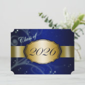 Abschlussfeier Blue and Gold 2026 Einladung (Stehend Vorderseite)