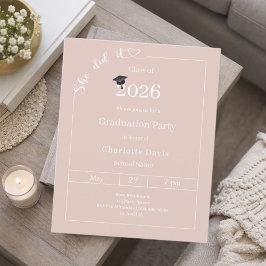 Abschlussfeier Blush Pink Sie hats geschafft Einla