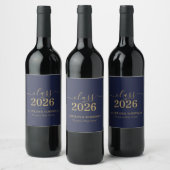 Abschlussfeier der Blue Gold Script Klasse 2026 Weinetikett (Flaschen)