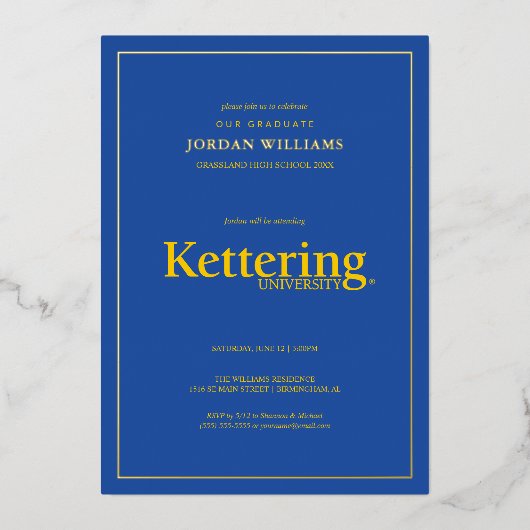 Abschlussfeier der Kettering University Folieneinladung (Vorderseite)