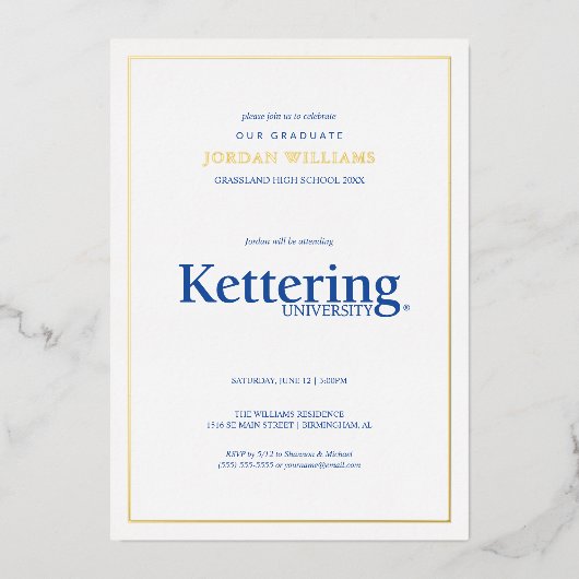 Abschlussfeier der Kettering University Folieneinladung (Vorderseite)