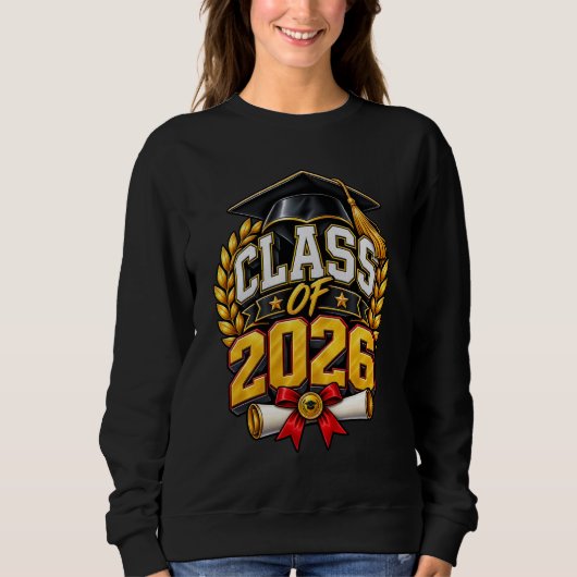 Abschlussfeier-Design für die Klasse 2026 Sweatshirt (Vorderseite)