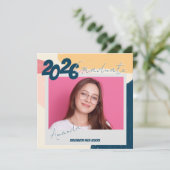 Abschlussfeier-Einladung 2026 Foto-Feier (Stehend Vorderseite)