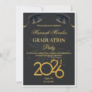 Abschlussfeier-Einladung Black and Gold 2026