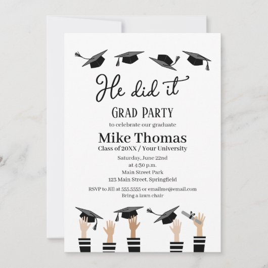 Abschlussfeier Einladung Graduationsparty (Vorderseite)