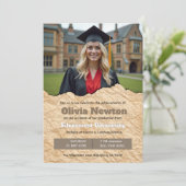 🎓Abschlussfeier-Einladung mit QR-Code Vintage-Fot Einladung (Stehend Vorderseite)