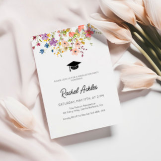 Abschlussfeier-Einladung mit Wildblumen, Floral Gr Einladung