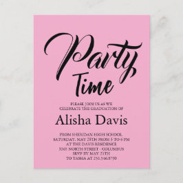 Abschlussfeier-Einladung Party Time Ankündigungspostkarte