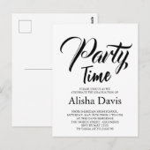 Abschlussfeier-Einladung Party Time Postkarte (Vorne/Hinten)