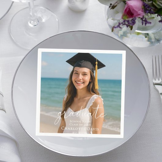 Abschlussfeier Foto Schrift Luncheon Serviette